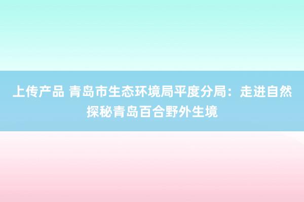 上传产品 青岛市生态环境局平度分局：走进自然探秘青岛百合野外生境