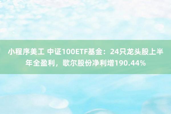 小程序美工 中证100ETF基金：24只龙头股上半年全盈利，歌尔股份净利增190.44%